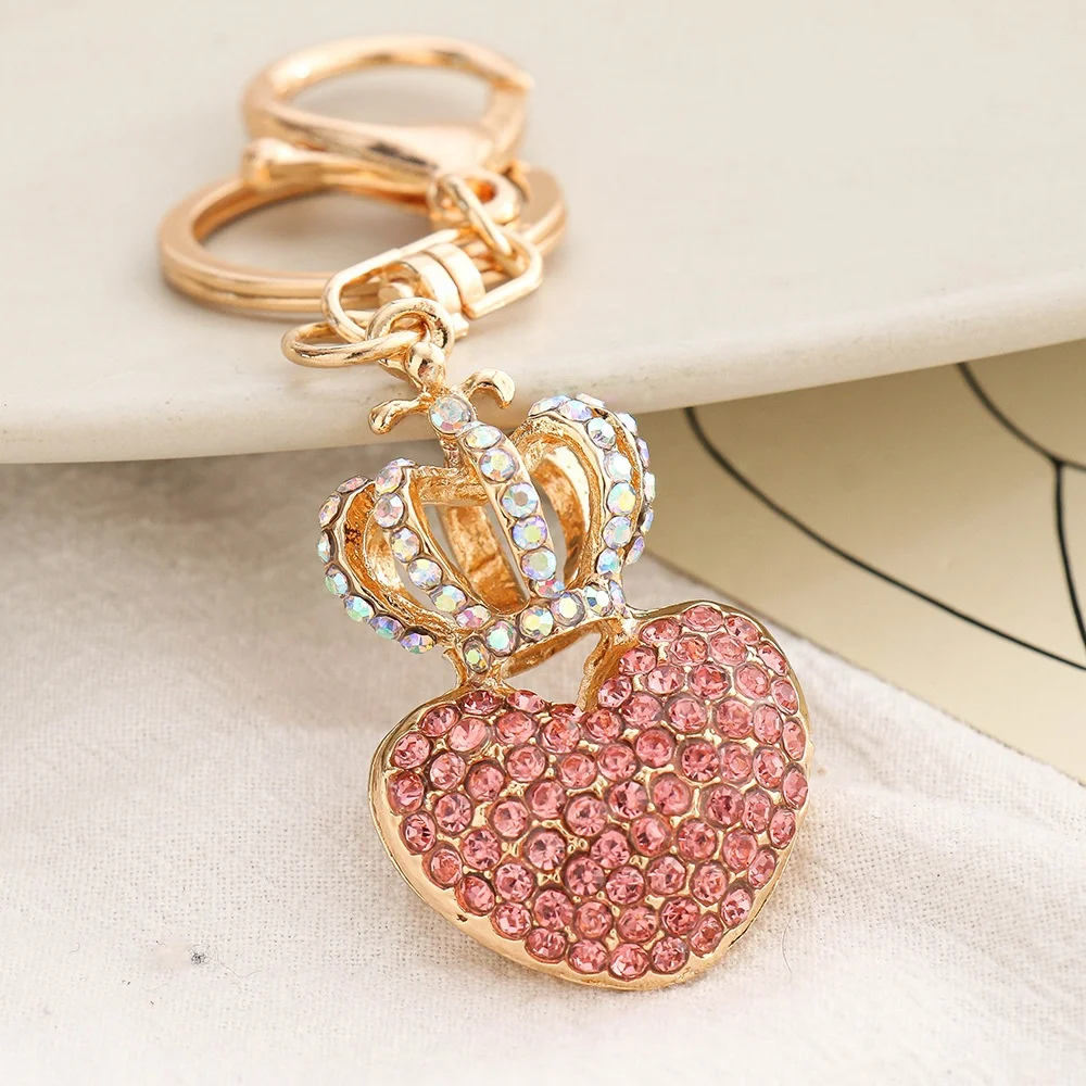 wholesale 2022 Crystal Rhinestone Heart Love Tassel Keychain Handbag Key Ring Heart Sparkling Charm Keychain