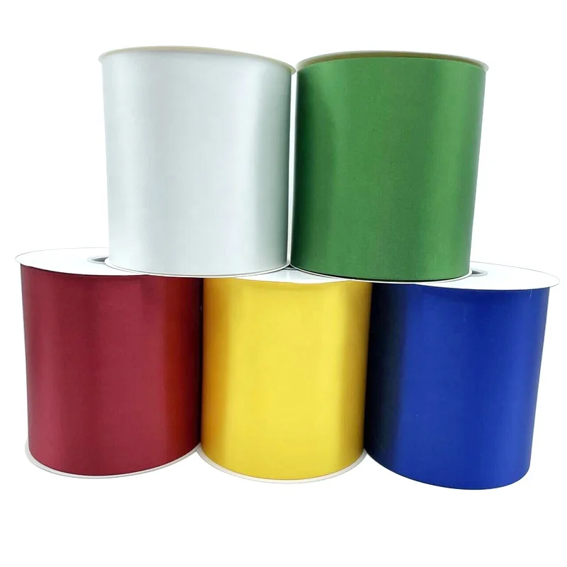 E-Magic Wholesale 4 Inch Solid Color Embossed Edge Satin Ribbon Single Face Polyester Ribbon For Gift Decoration