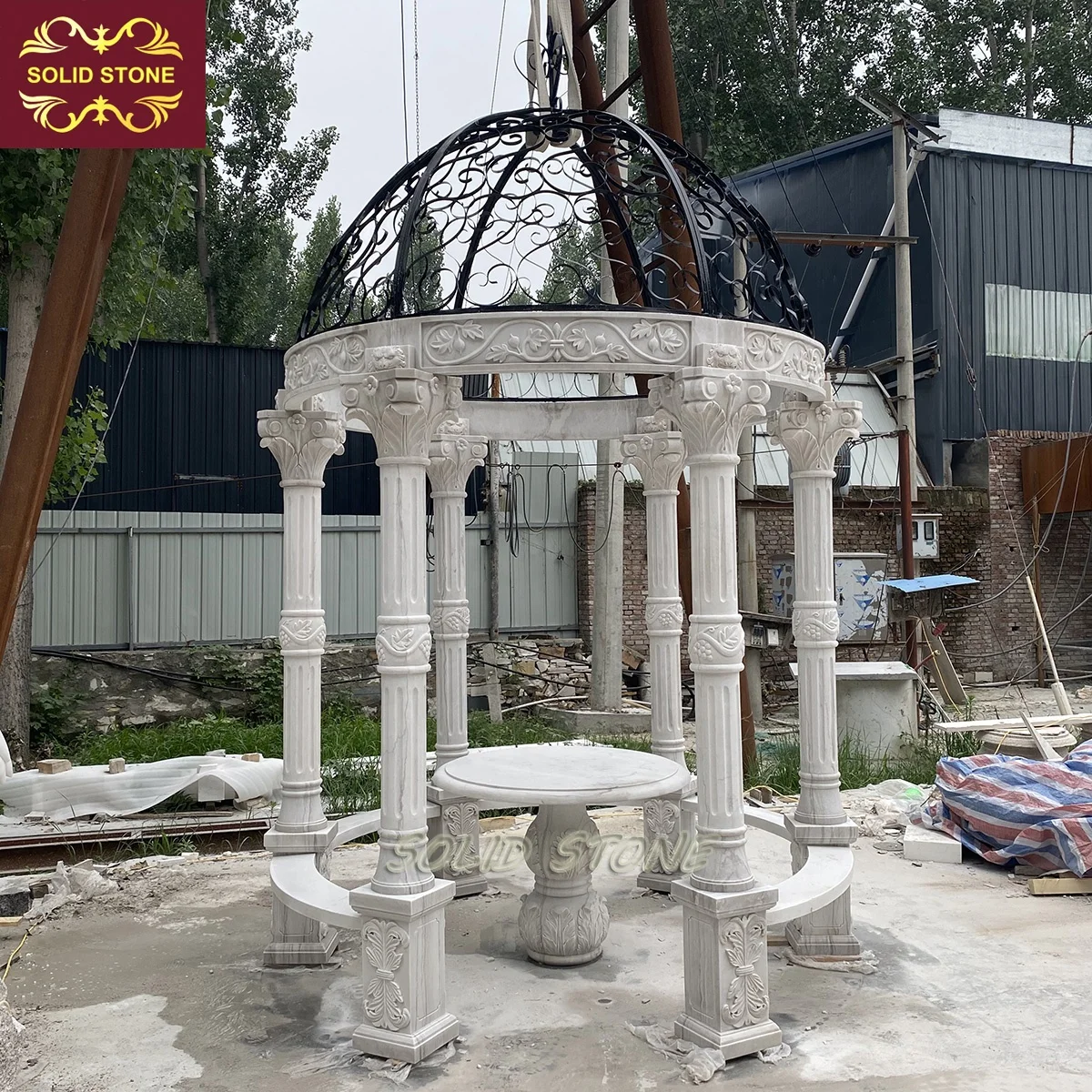 Customized design real factory direct price garden decoration marble gazebo pergola