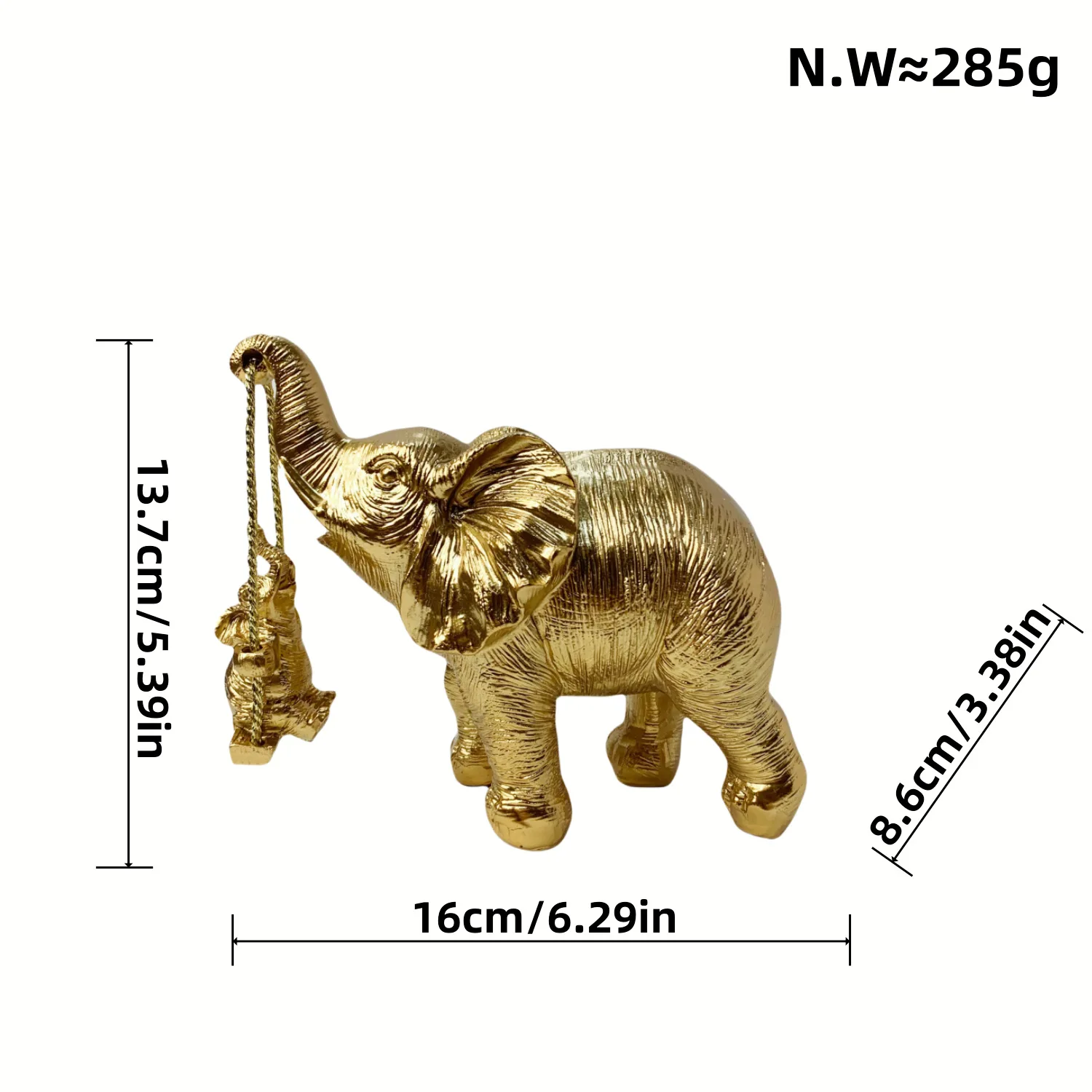 Custom Resin Animal ornament Gold mother and son Elephant statue Brings Luck Health Gift Decoration Applicable Home Office