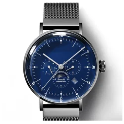 Fashion stainless steel 316l case complete calendar moon phase men mechanical watch