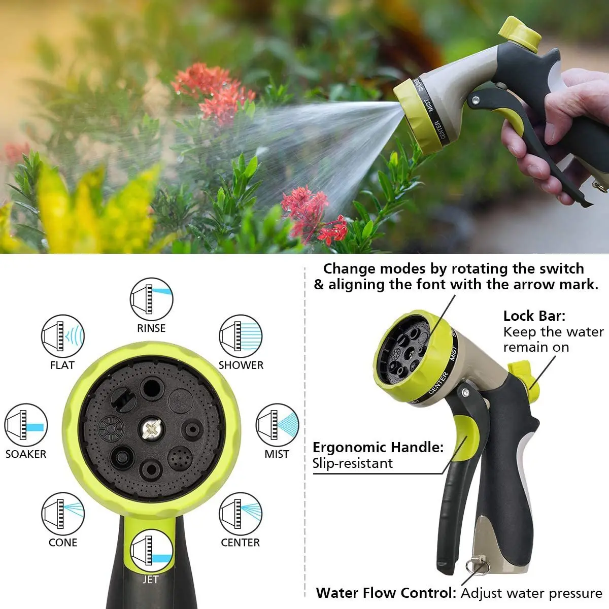 Wash Flowers Telescopic Water Hose Gun Set Factory Promotion Customized Pipe for Car  Garden Hose Zinc Alloy Nozzle Elastic