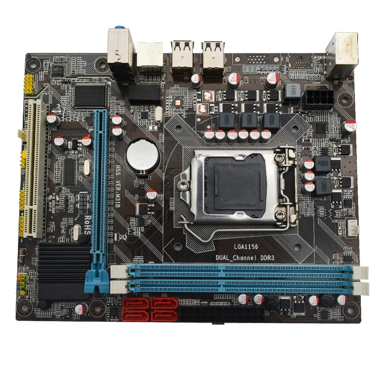 Заводская цена H55 PC материнская плата LGA1156 Core i3 i5 i7 процессор Max 16GB PCIe Dual DDR3 компьютерная материнская плата с одной LAN