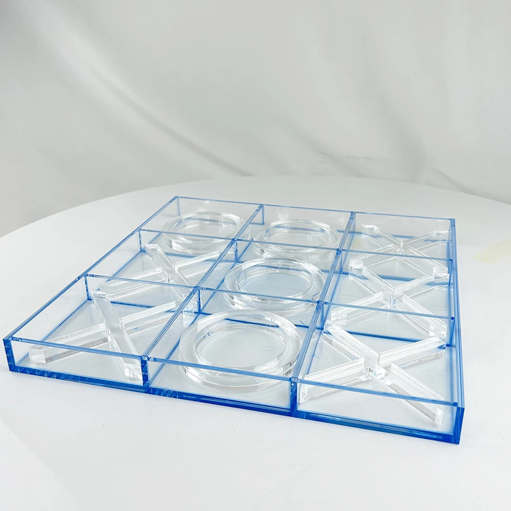 Blue Acrylic Tic Tac Toe Game set Custom Color Lucite Acrylic XO Board Game