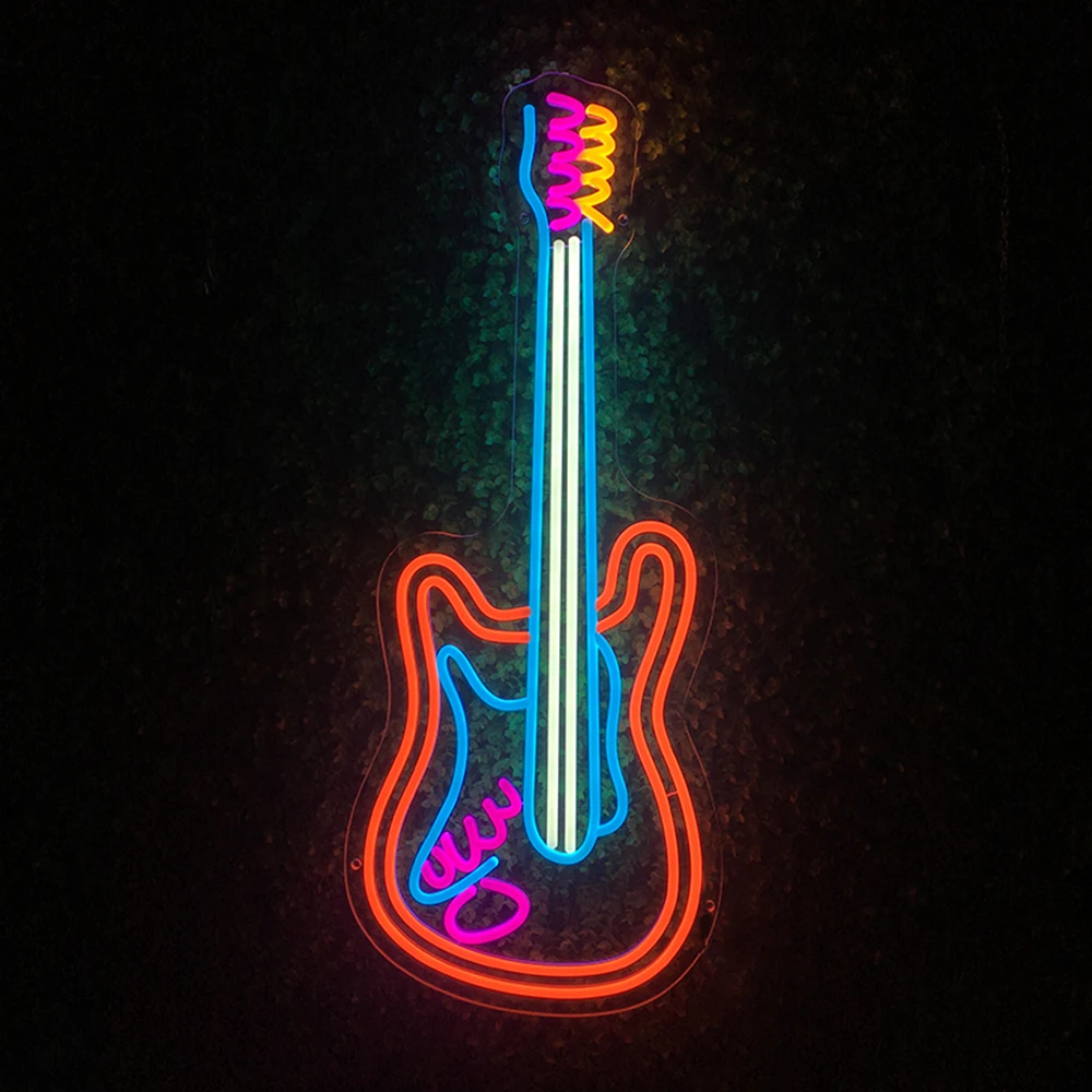 Fast shipping business custom neon light sign outdoor waterproof guitar led neon sign