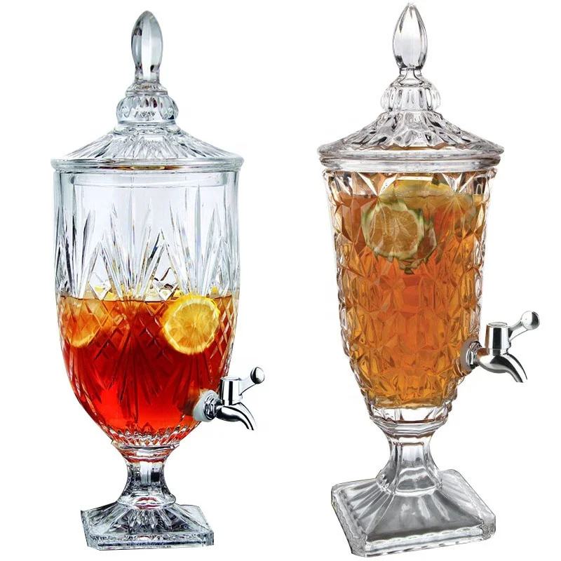 Wholesale Cheap Diamond Glass Beverage Juice Water Dispenser Glass Dispenser