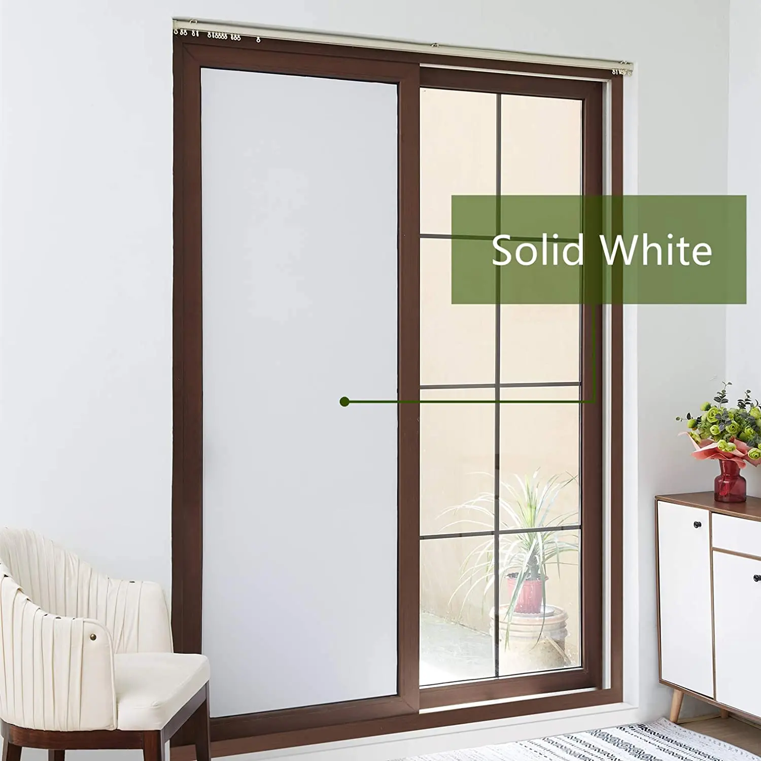 HOMIDEK Window All White Blackout Static Film Non Adhesive Glass Sticker for Bathroom