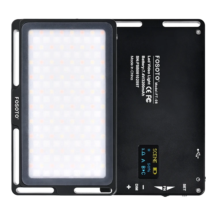 FOSOTO FT-08 12W RGB LED Light 2500K-8500K Mini Professional video light fill для камер и