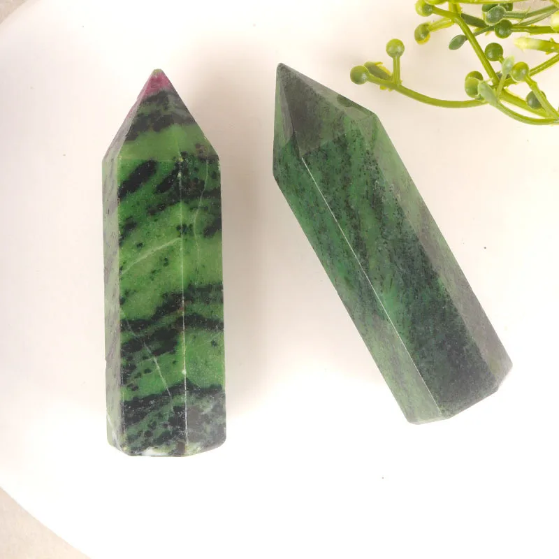 Natural Crystal Red Jasper Hexagonal Pillar Ornament Double-Pointed Original Stone Polished Demagnetized for Healing Energy