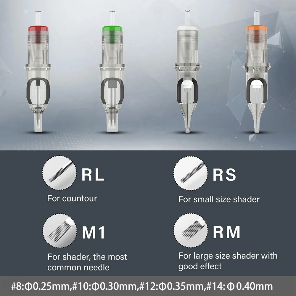 EZ Tattoo Revolution M1 Magnum #8 #10 #12 316L Stainless Steel 20Pcs Disposable Tattoo Needle Cartridge