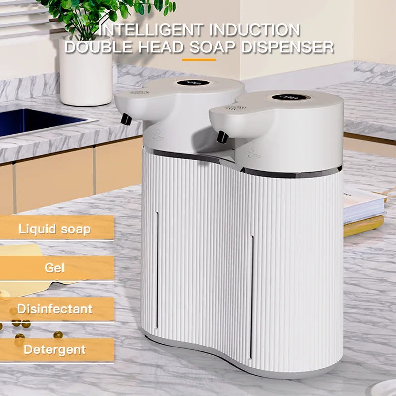 New Design Rechargeable Double Head Wall-mounted Hotel Bathroom Hand Sanitizer Shampoo Dispenser Automatic Soap Dispenser