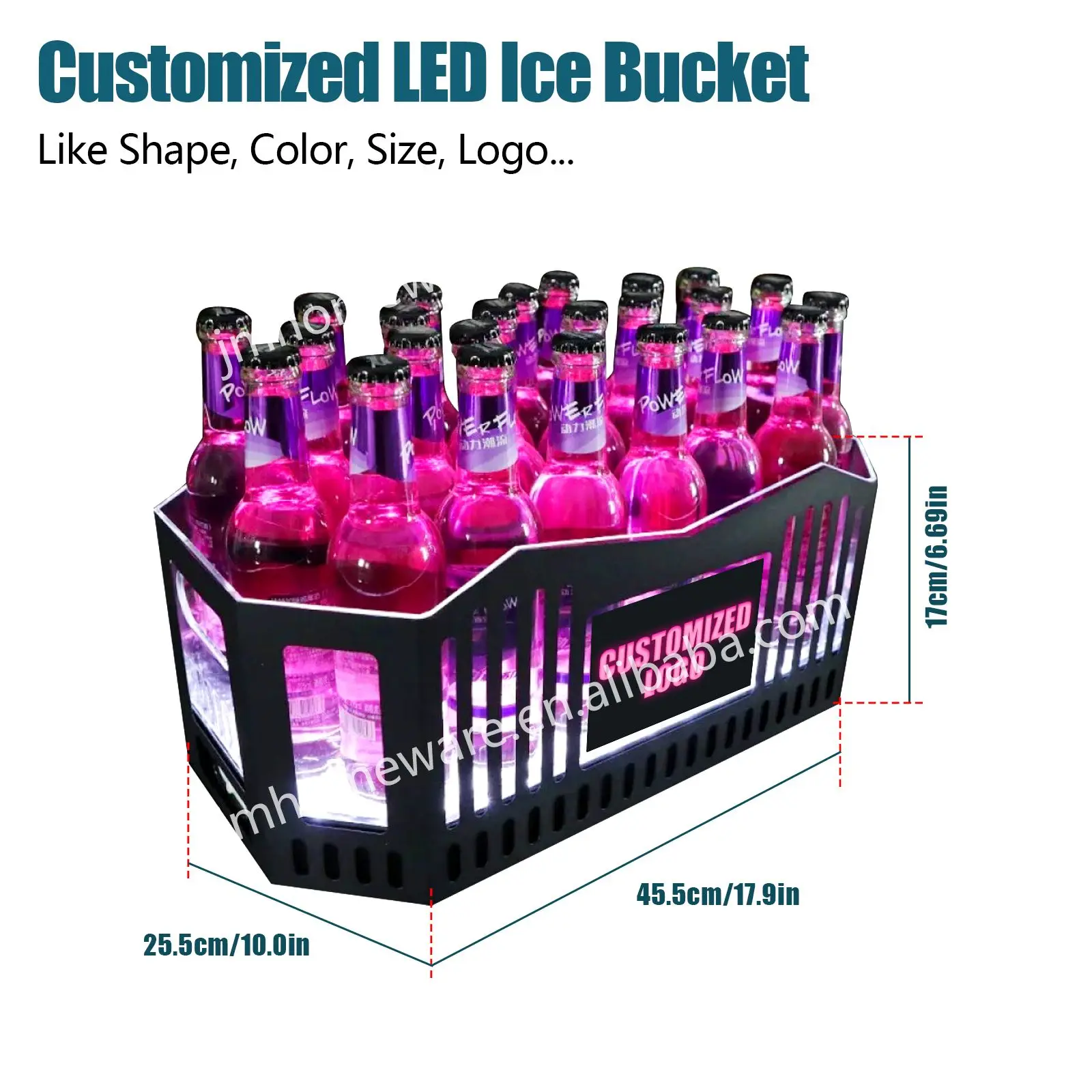 Modern Design Ktv Bar Custom Logo Ice Bucket Ice Buckets For Parties Plastic Ice Bucket