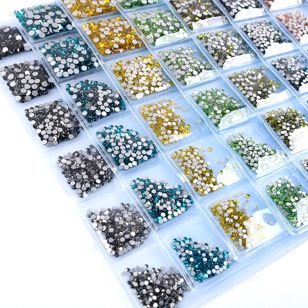 S3-SS10 Mix Sizes 3D Non HotFix Flat Back Nail Rhinestone Glitter Strass Nail Art Rhinestone Crystal Glass
