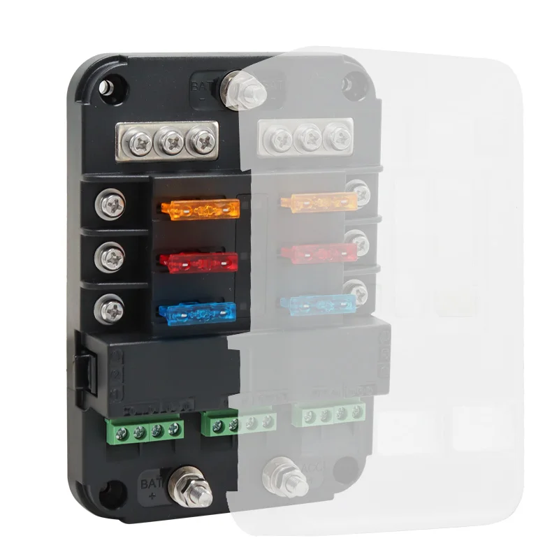 Fuse Block 6 Way 12V,Acc Control Car Fuse Box Waterproof with LED Indicator for 12V/24V Car Boat Yacht Marine RV Trucks Upgrade