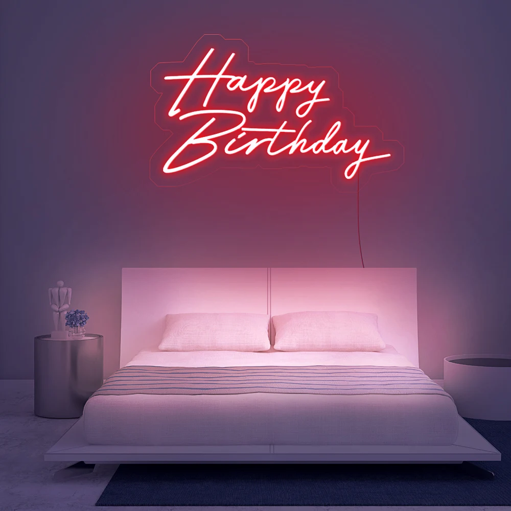 Drop shipping acrylic led custom flexible personalized hello gorgeous happy birthday neon light sign neon