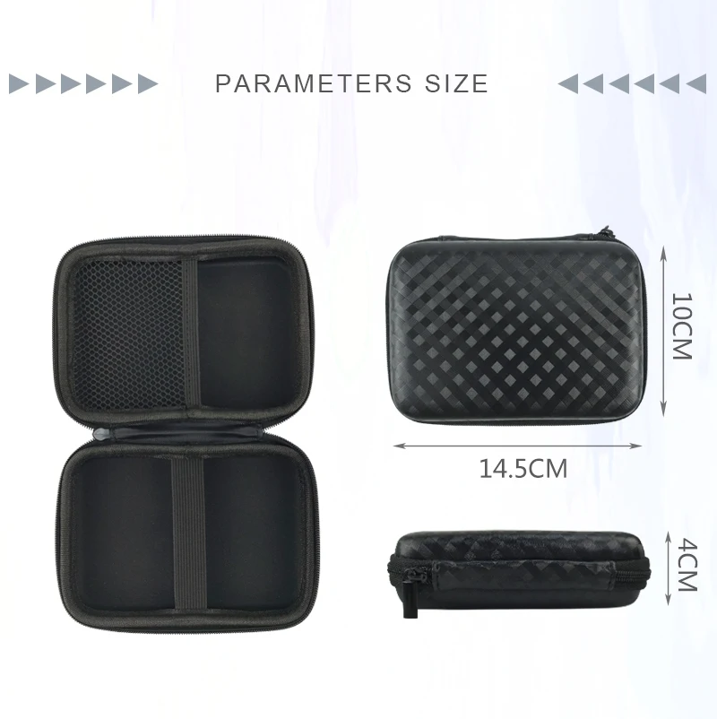 Custom Plaid Charger Box Black Square Data Cable Carrying Bag Travel Hard EVA USB Cable Case