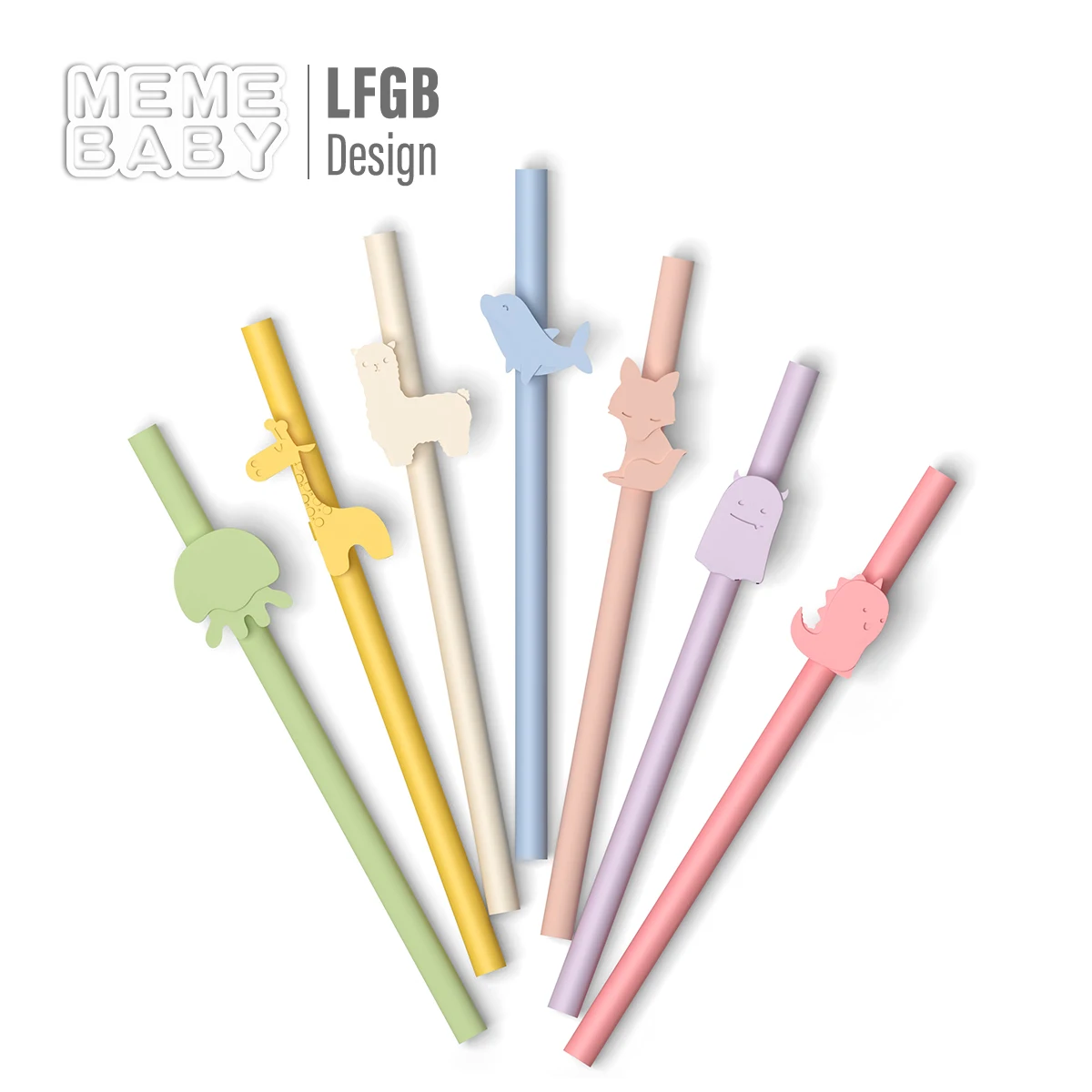 Long Baby Animal Silicone Drinking Straw Sustainable Eco Friendly products Cute Kids Silicone Straws