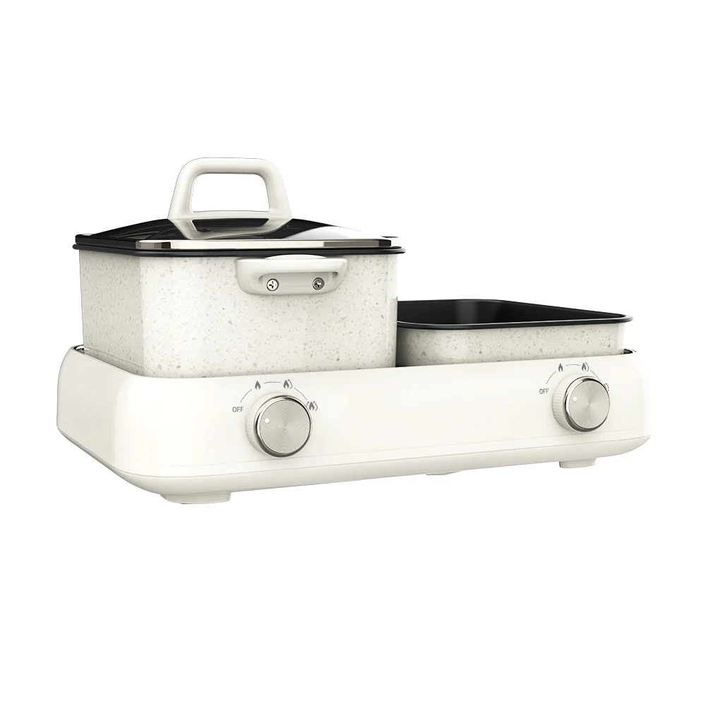 Multifunctional 2 in 1 Breakfast Maker Frying Steaming Pot Electric Hot Pot