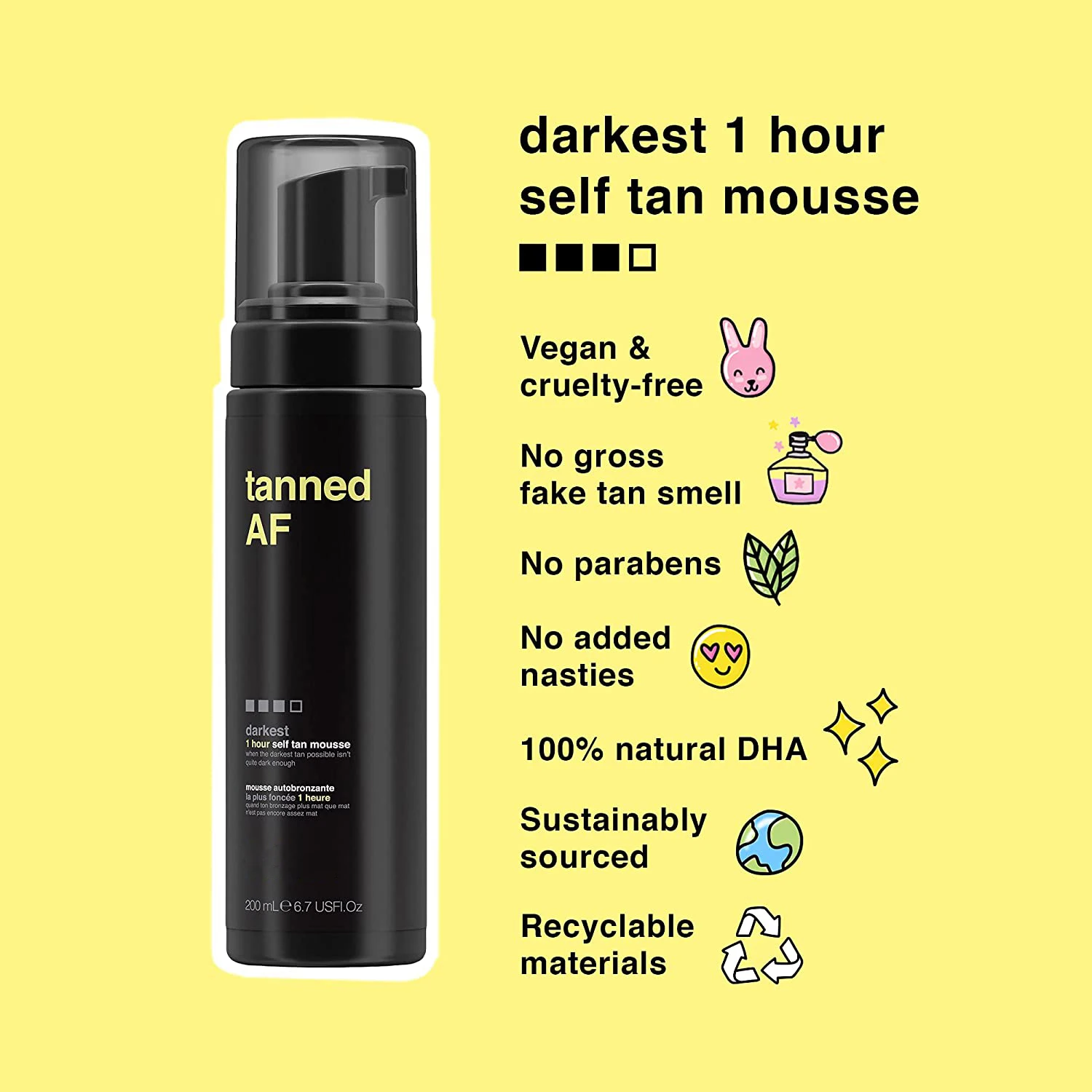 Self Tanner Private Label 100% Natural Sunless Cruelty Free Mini Dark Tan Mousse with Tanning Lotions