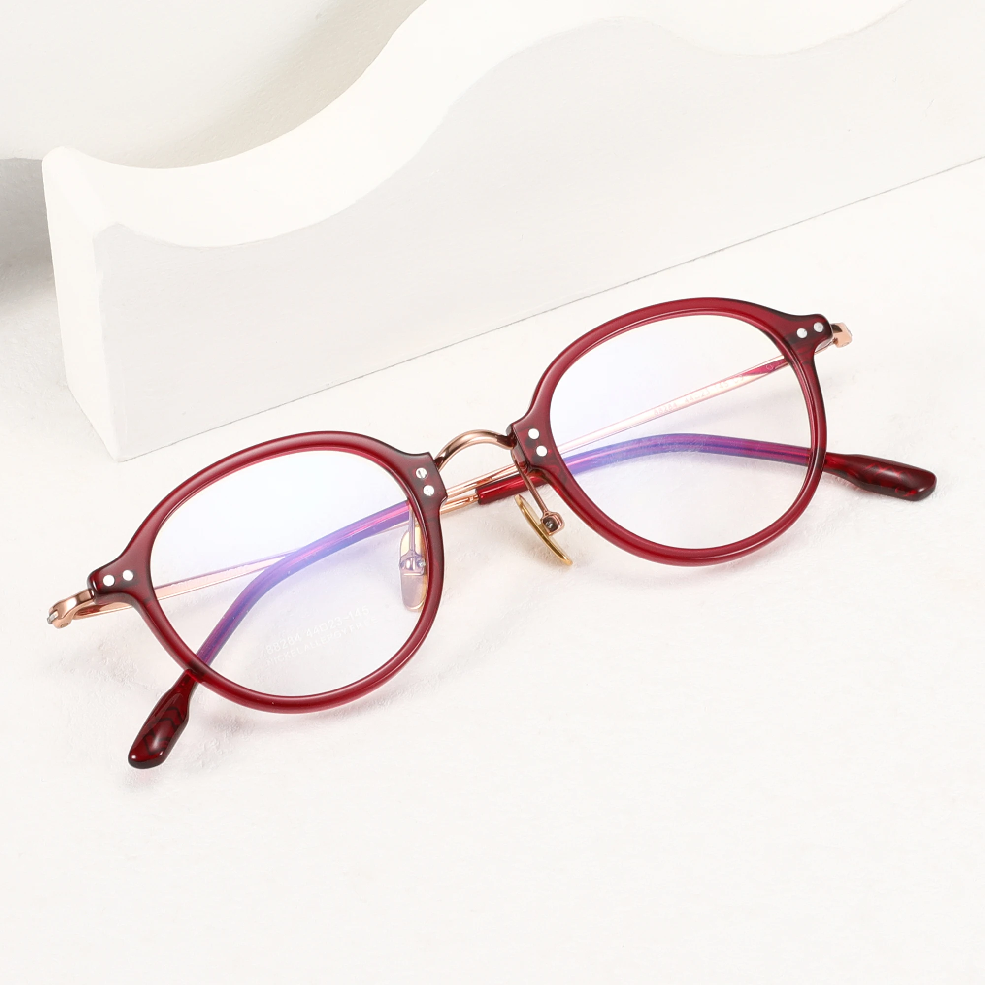 Trendy red ultra-light titanium round frame glasses frame Unisex  transparent myopia Optical Frames Eye Glasses Wholesale