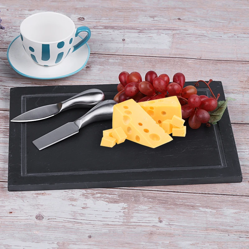
2019 wholesale slate serving tray homeware small marble slate black rectangle charcuterie cheese board 