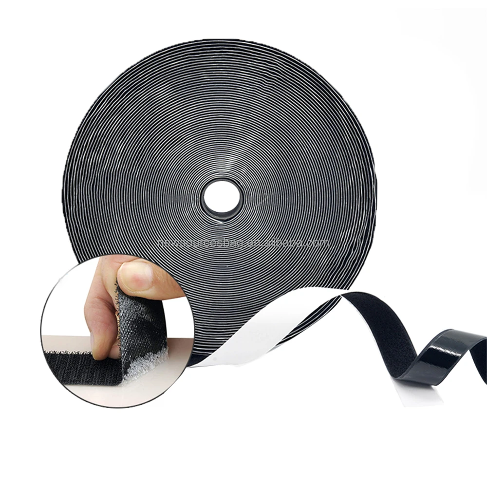 Wholesale Black White Self-Adhesive Fastener Tape Velcroes Hook and Loop Tape Cable Ties