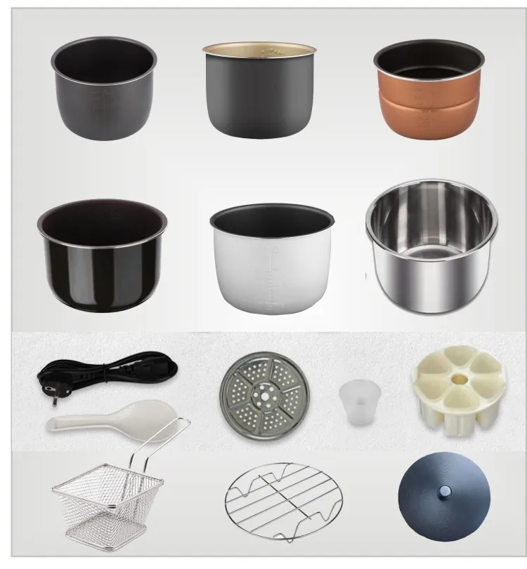 6Qt электрическая скороварка из нержавеющей стали с антипригарным покрытием Внутренняя Форма цилиндра многофункциональная плита