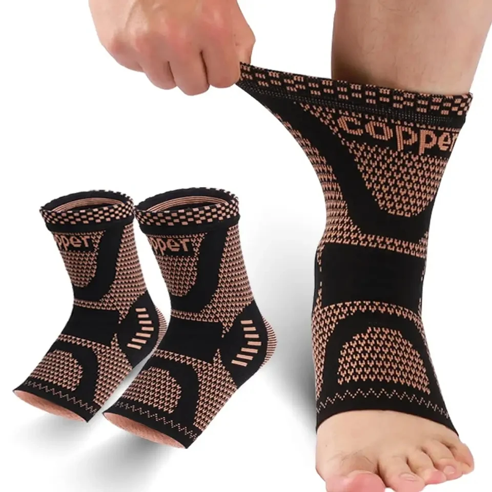 Custom Copper Compression Elastic Ankle Brace Fitness Breathable Ankle Sleeve Ankle Support
