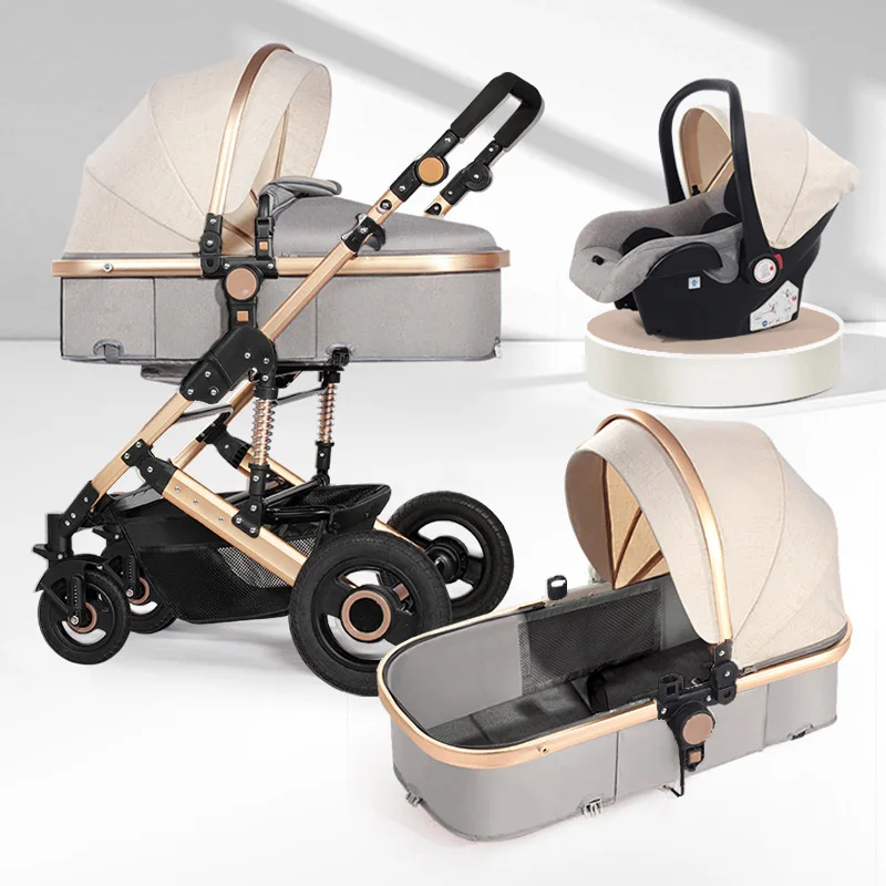 High landscape baby carriage can sit and lie down, lightweight folding and shock absorption baby stroller