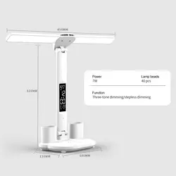 Foldable LED Desk Lamp Multifunction Table Lamp with Calendar Touch Night Light with Pen Holder for Bedroom Study Reading Lamp