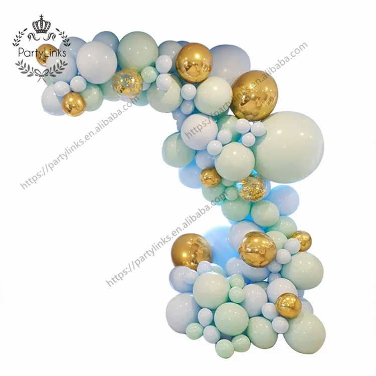 124pcs/set Macaron Blue Pastel Balloons Garland Arch Kit Confetti Birthday Wedding Baby Shower Anniversary Party Decoration