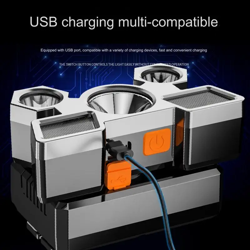 Hot Sale High Quality Portable Night 4-Mode Sensor Function  Adjustable USB Head Lamp with Power Bank for Camping Hiking