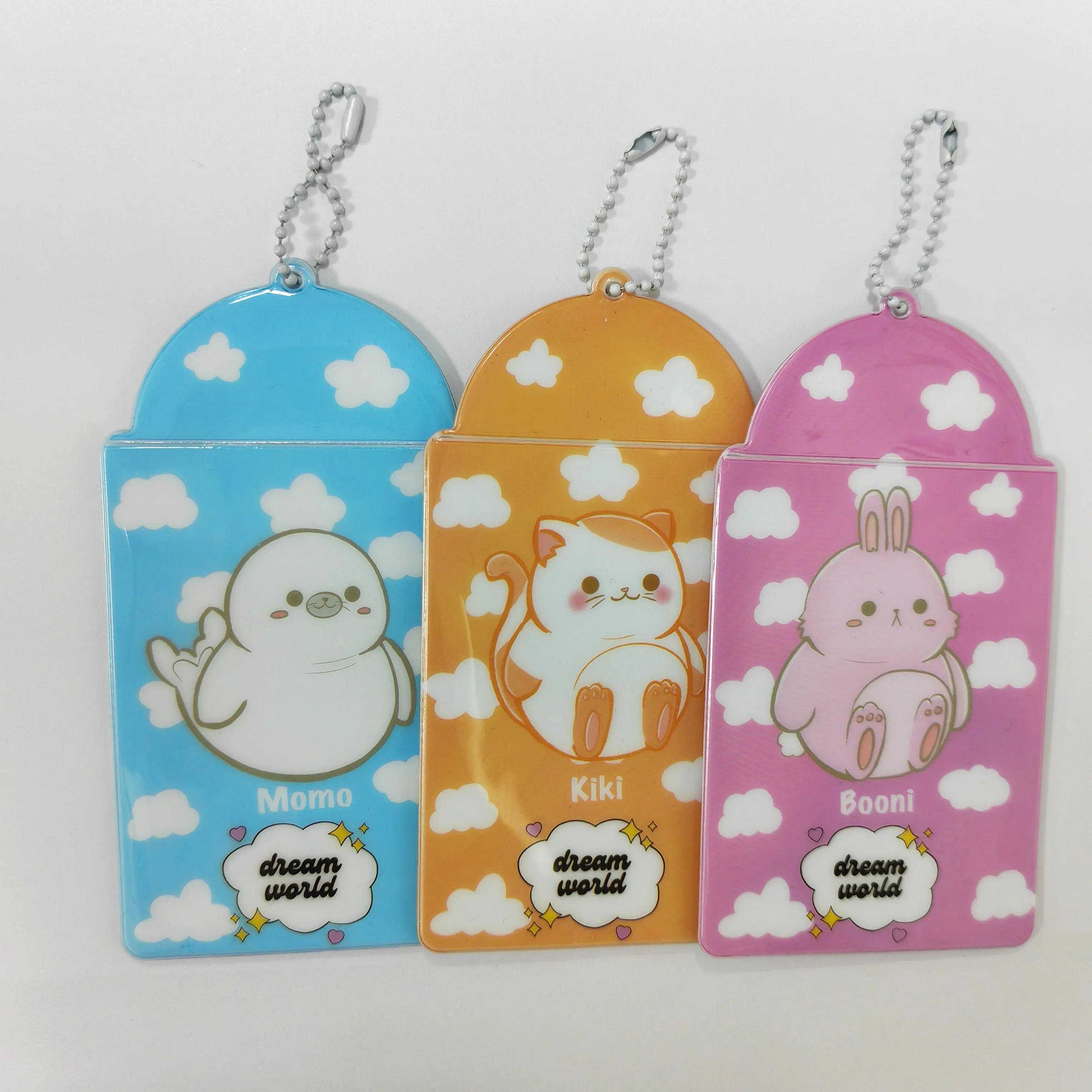 Small MOQ High Quality Custom Design Kpop Die Cut Shape PVC Photo Card Cover Cute Cartoon Photocard Holder with Keychain