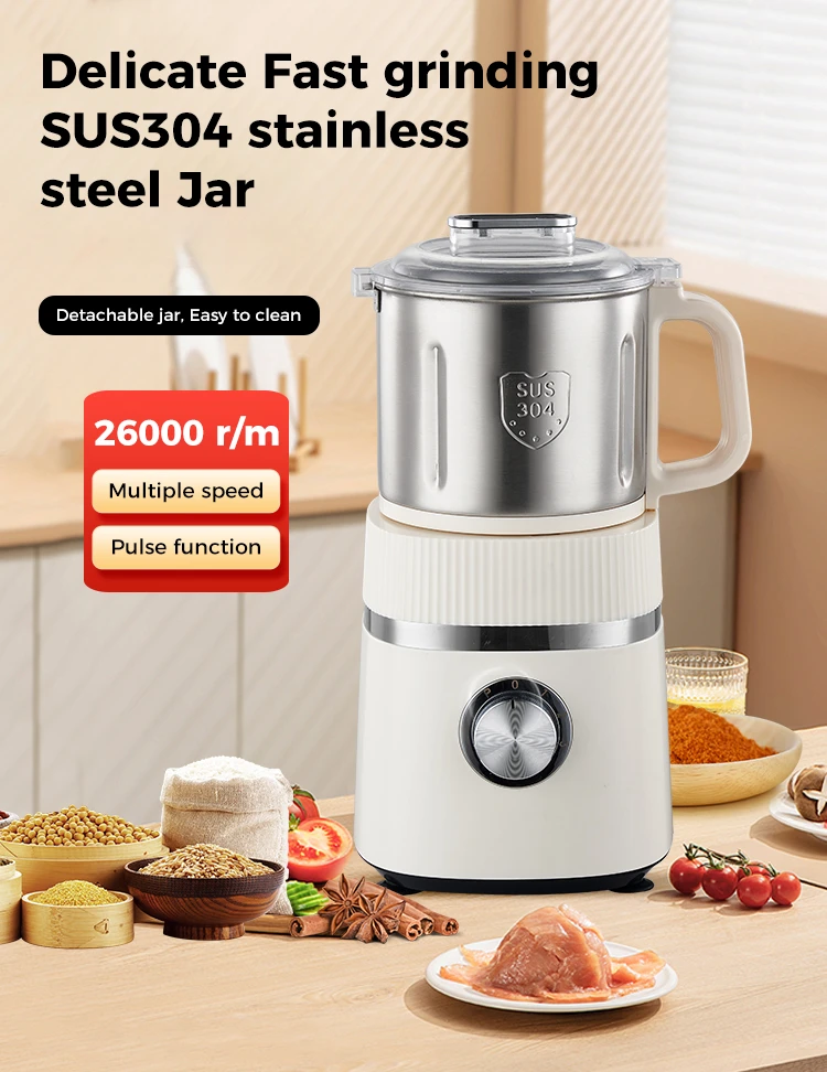 Multifunctional electric grinder blender stainless steel powder grinder coffee bean mill dry 500g ingredient food processor