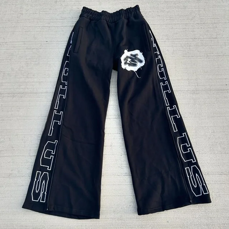 OEM Custom Logo Cargo Mens Color Block Stitching Pants Casual Trousers Sweats Stacked Joggers  Pants Sweatpants