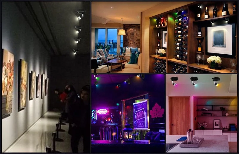 2024 New 16 color change Spot Light Battery Operated Led Spotlight Remote Control Mini Wireless  Dimmable RGB Spotlights
