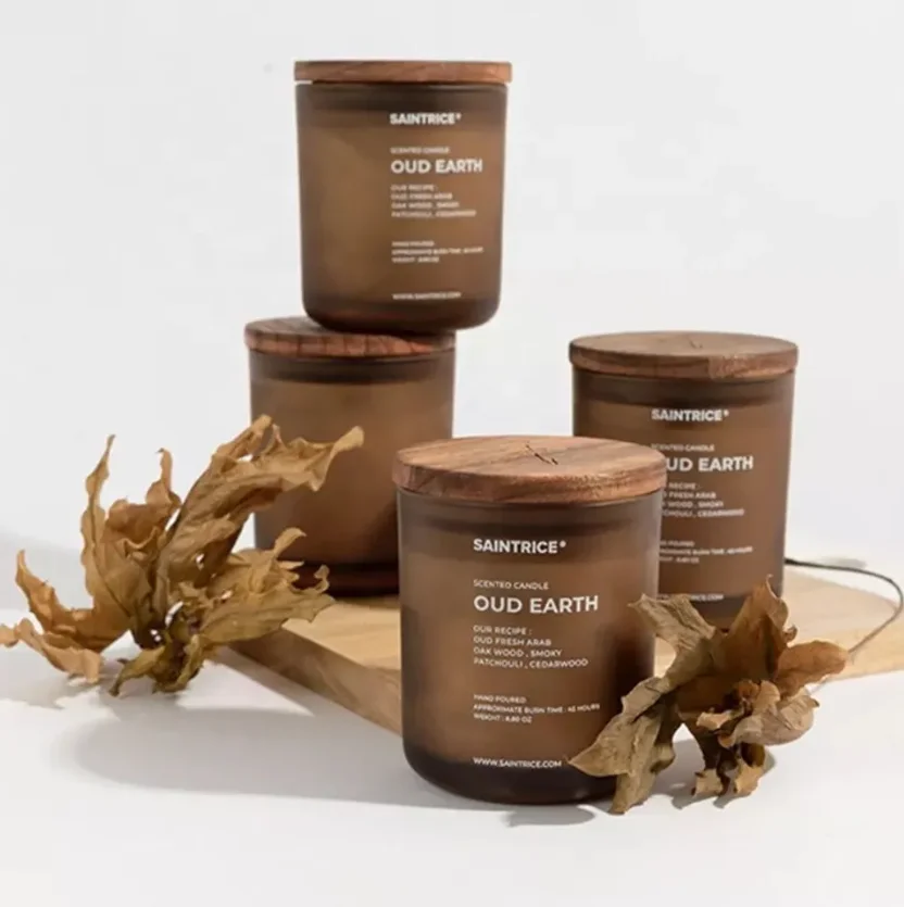 Luxury 8oz 10oz 14 oz Container custom Logo White Empty Frosted Glass Candle Jars With Lid and Box Packaging