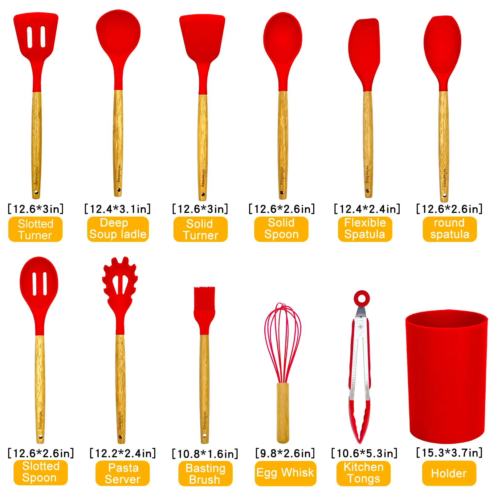 12 шт., набор деревянных кухонных принадлежностей