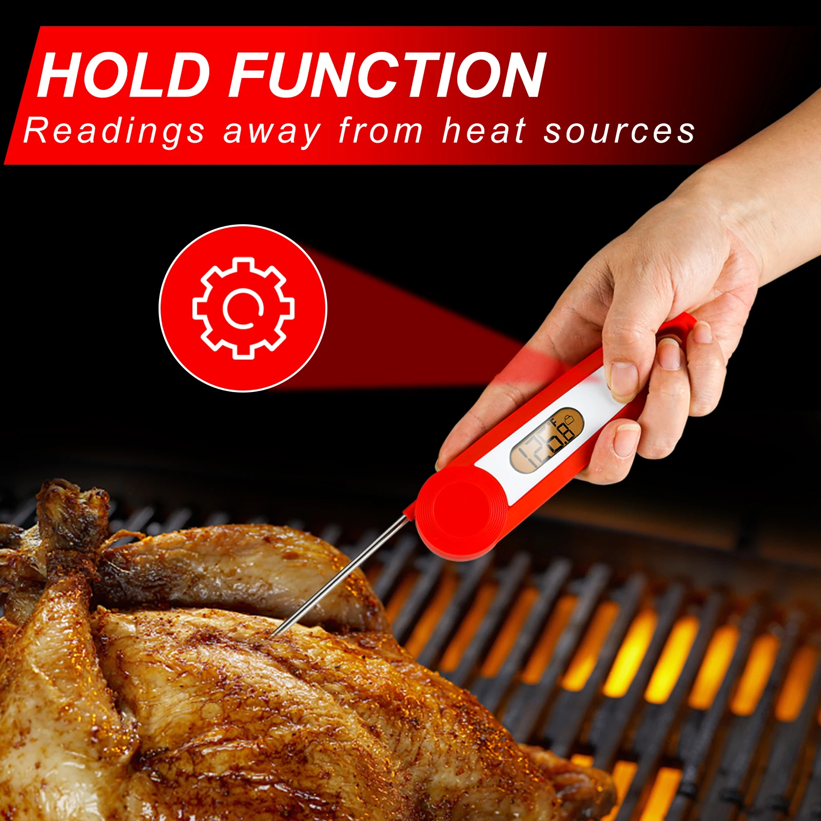 New Arrival Multifunctional Waterproof Backlight Foldable Probe Digital Food Thermometer With Magnet
