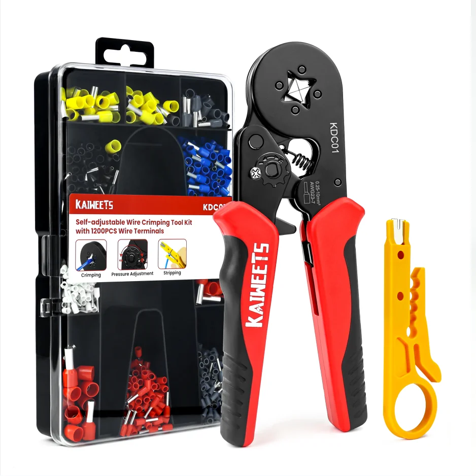 KAIWEETS KDC01 Self-adjustable Wire Crimping Tool Kit With 1200PCS Crimping Kit Wire Stripper Plier Multi Hand Tool