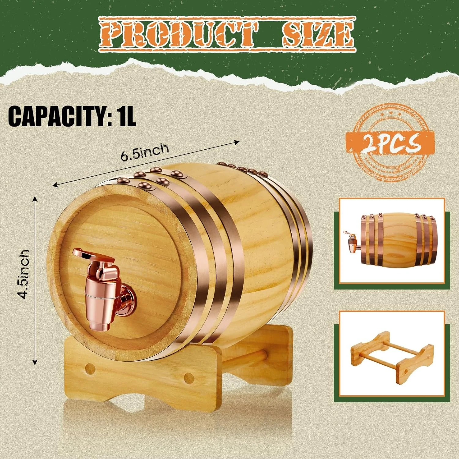 Customized luxury wooden barrel wooden beverage barrel is suitable Wine Barrel Dispenser