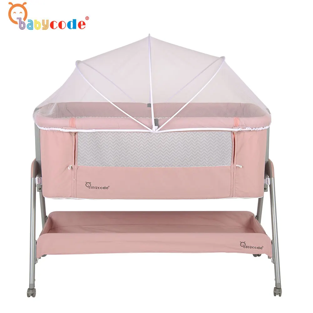 
OEM factory aluminum frame height adjustable portable baby crib with EN 