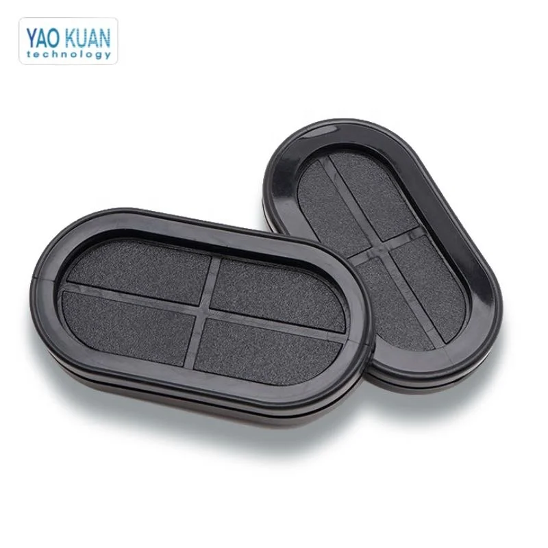 Groove Black Synthetic Rubber Oval Shape Double-Sided Wires Grommet Gaskets Protector Rings