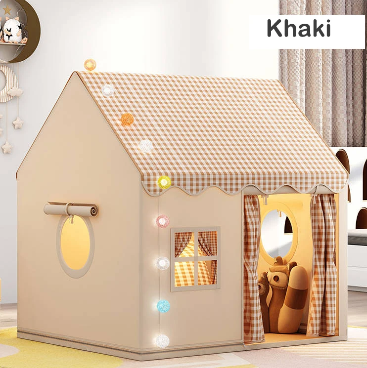 Kids Play Tent Playhouse Indoor Outdoor Optional Star Light Flags Banner Carry Bag Washable Girls Boys Tent