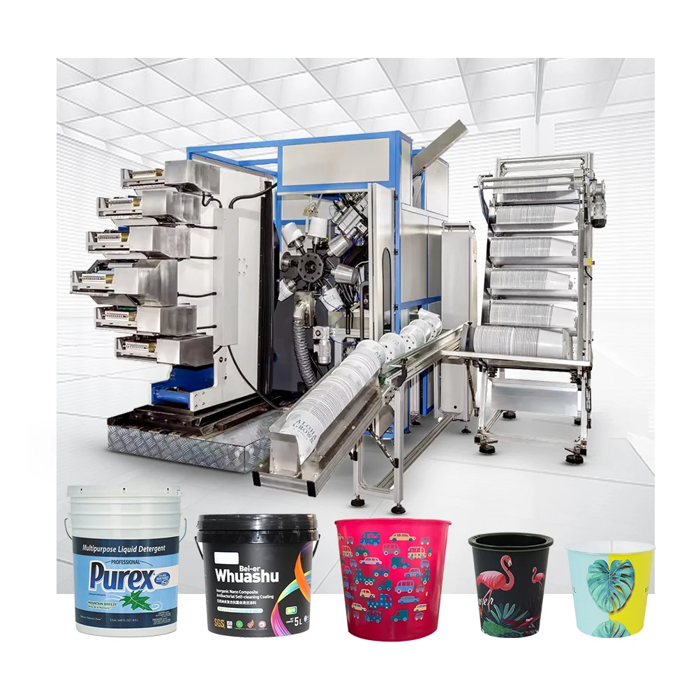 Fully automatic plastic bucket flower pots offset printing machine paint bucket printing machine