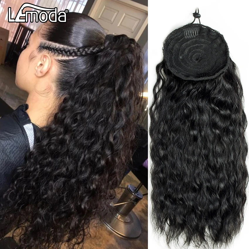 Wholesale Factory Price Human Hair Brazilian Raw Virgin Hair 30 Inch Water Long Clip In Drawstring Human Hair Ponytail