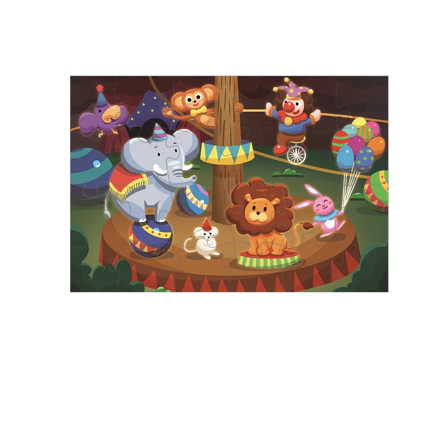 Funny animals puzzles 24 Piece jigsaw puzzles for kids circus troupe puzzle educational toys cartoon DIY toys
