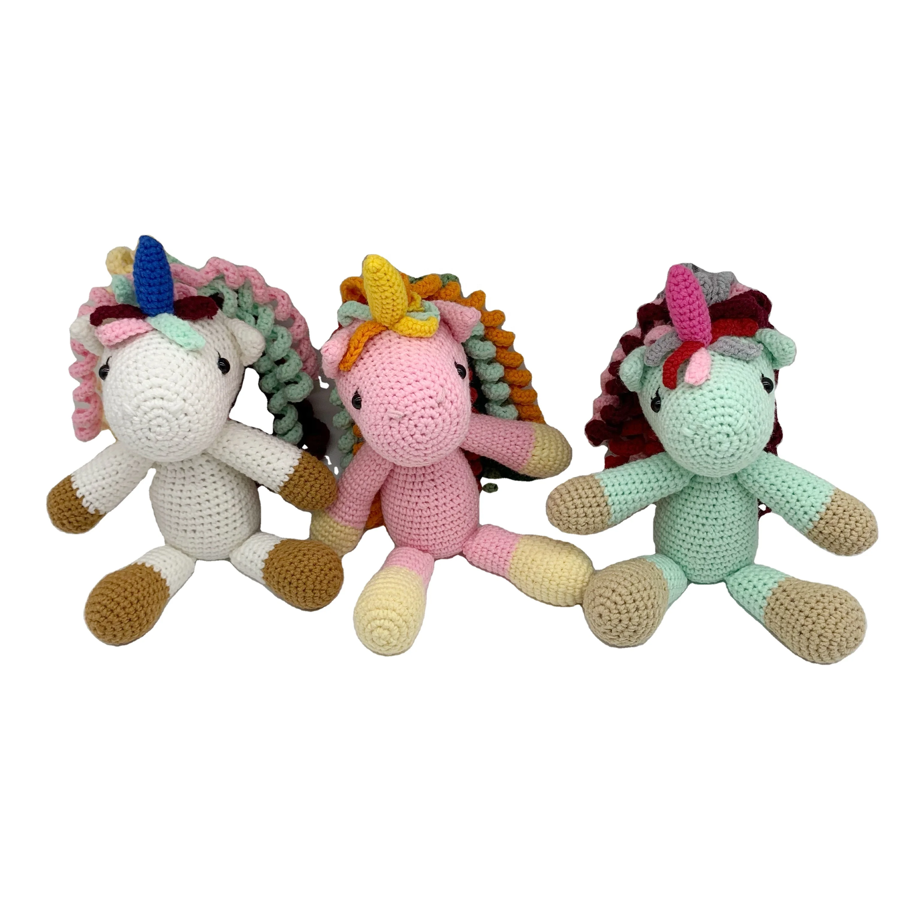 Wholesale pure cotton  Crochet unicorn  carton  toys  for boys and girls  gifts  with custom specified color