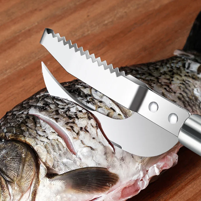 Multi-functional Stainless Steel 3 In 1 Fish Scale Knife Cut/Scrape/Dig Scale Scraper Fish Knife Cutting Flower Knife