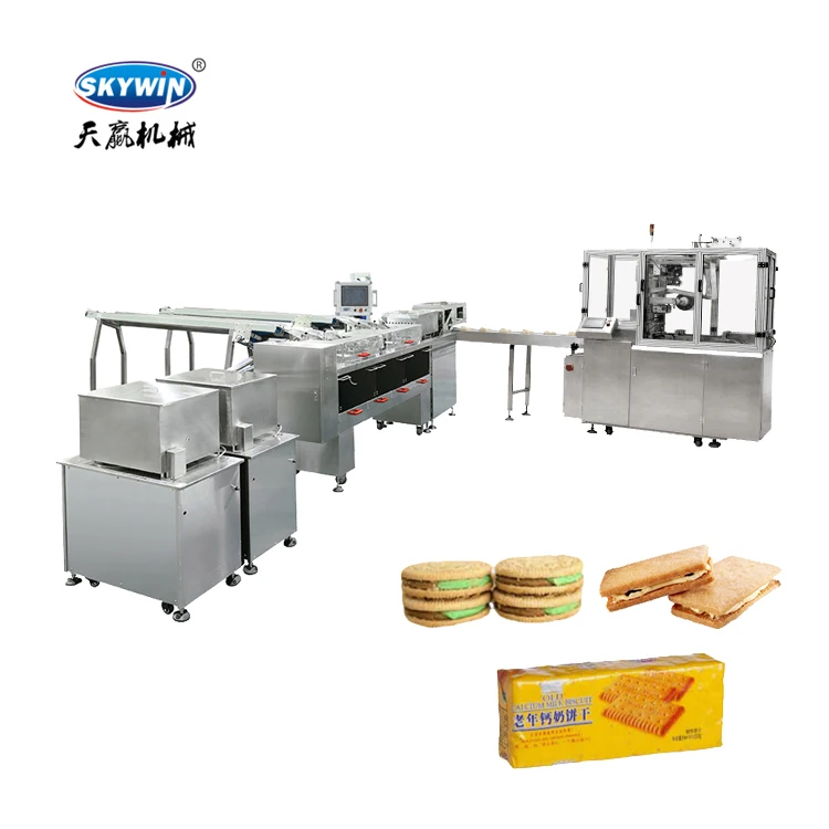 Automatic Sandwich Biscuit Machine With Packaging Machines/ automation on-edge packing biscuit machine